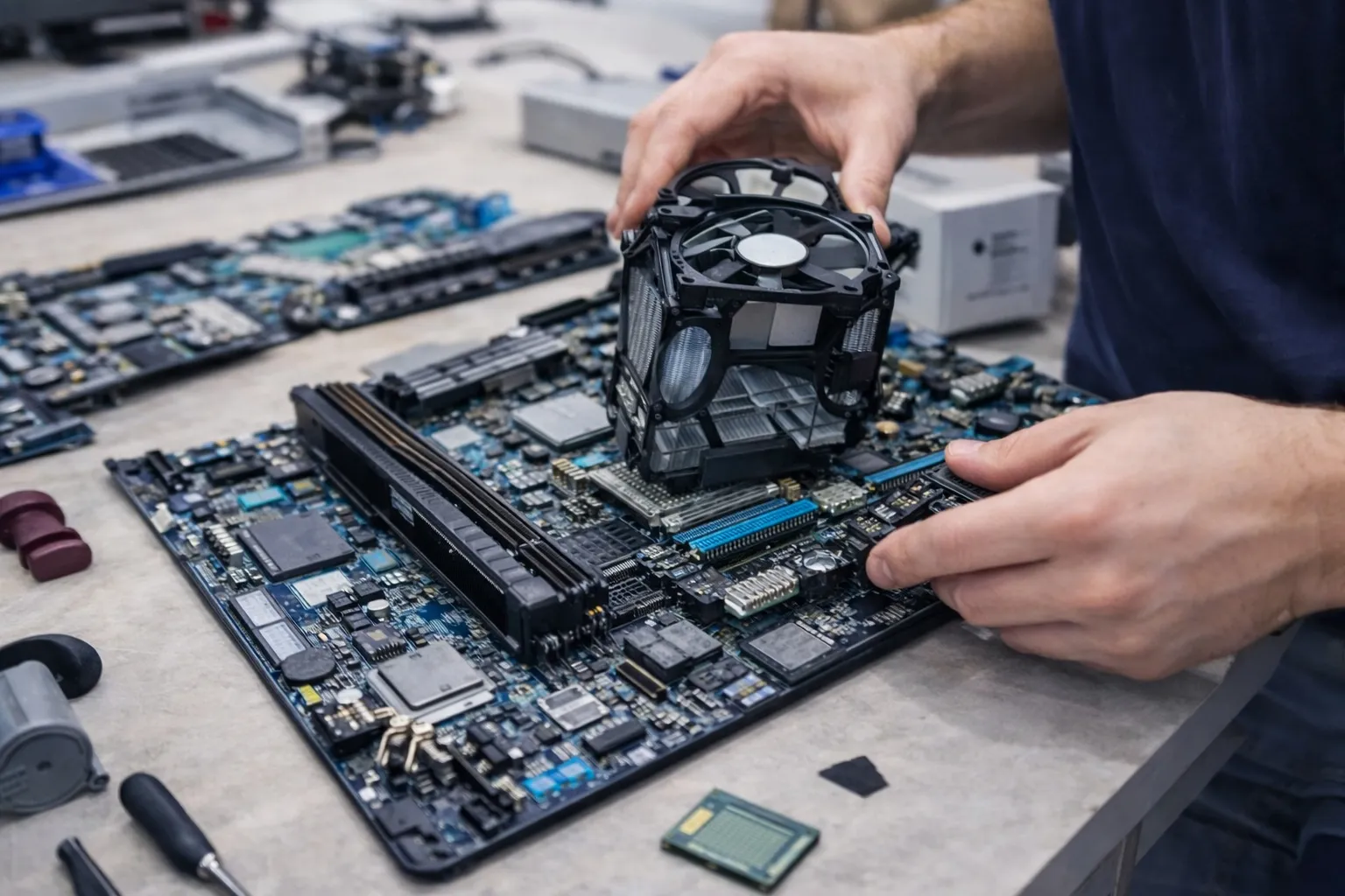 Protsessor sovutgichini (kuler) o‘rnatish va kompyuter yig‘ish jarayoni